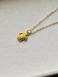 Honu, the Sea Turtle necklace, gold filled, 16” - 18”