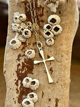 Load image into Gallery viewer, Mixed Metal Cross necklace, gold filled &amp; sterling
