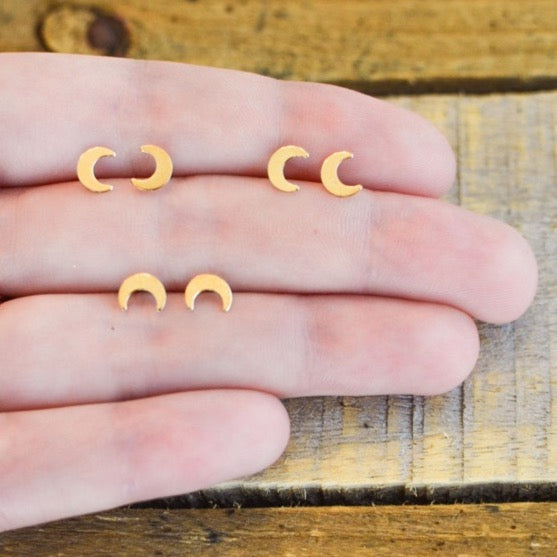 Petite Crescent Moon Studs