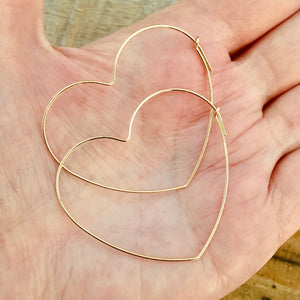 Loved, Heart Hoop Earrings, gold filled, Large