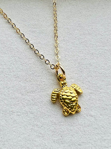 Honu, the Sea Turtle, gold filled, 16” - 18”